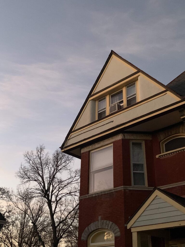 Photograph of a house at dusk