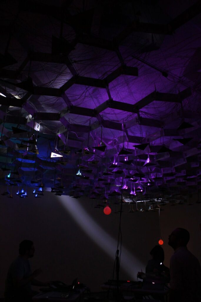 installation with light and shapes